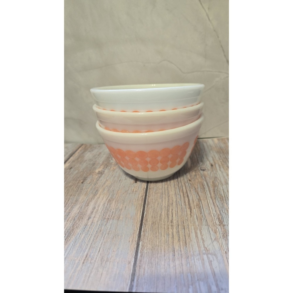 Pyrex Orange Polka Dot Bowls Set Of Three #401 Vintage Milk Glass 1.5 Quart - Picture 11 of 11